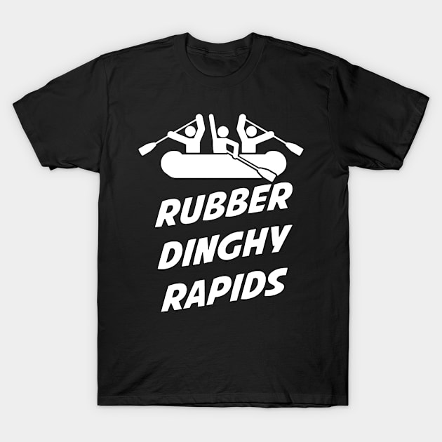 RUBBER DINGHY RAPIDS MENS FUNNY COMEDY FOUR LIONS RAFT BOAT KAYAK GIFT kayak T-Shirt by colum